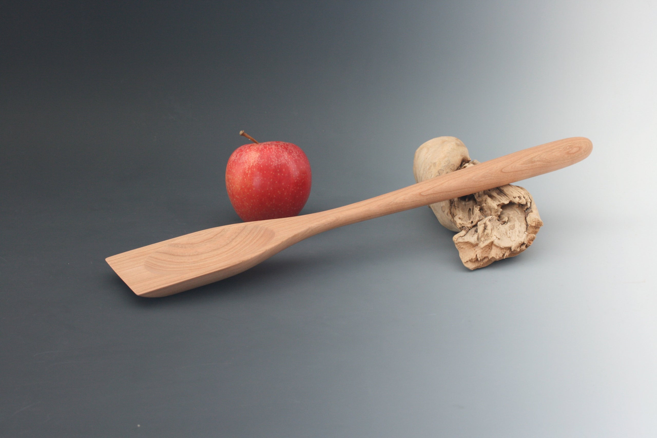 Handmade Wooden Spoon & Spatula Set - 12” Cherry Wood, Hand Car